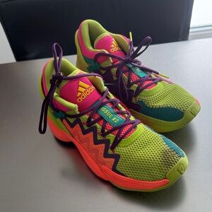 Adidas Kids Green and Pink Sneakers 5.5